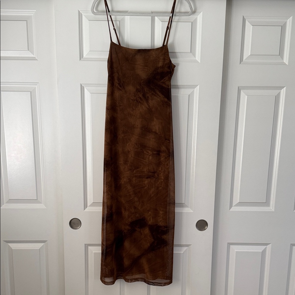 Steve Madden Brown Tie-Dye Midi Dress Size: 10 NWOT ✨